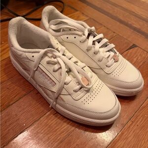 Reebok Classic White Sneakers with Blush Accents - Worn Once